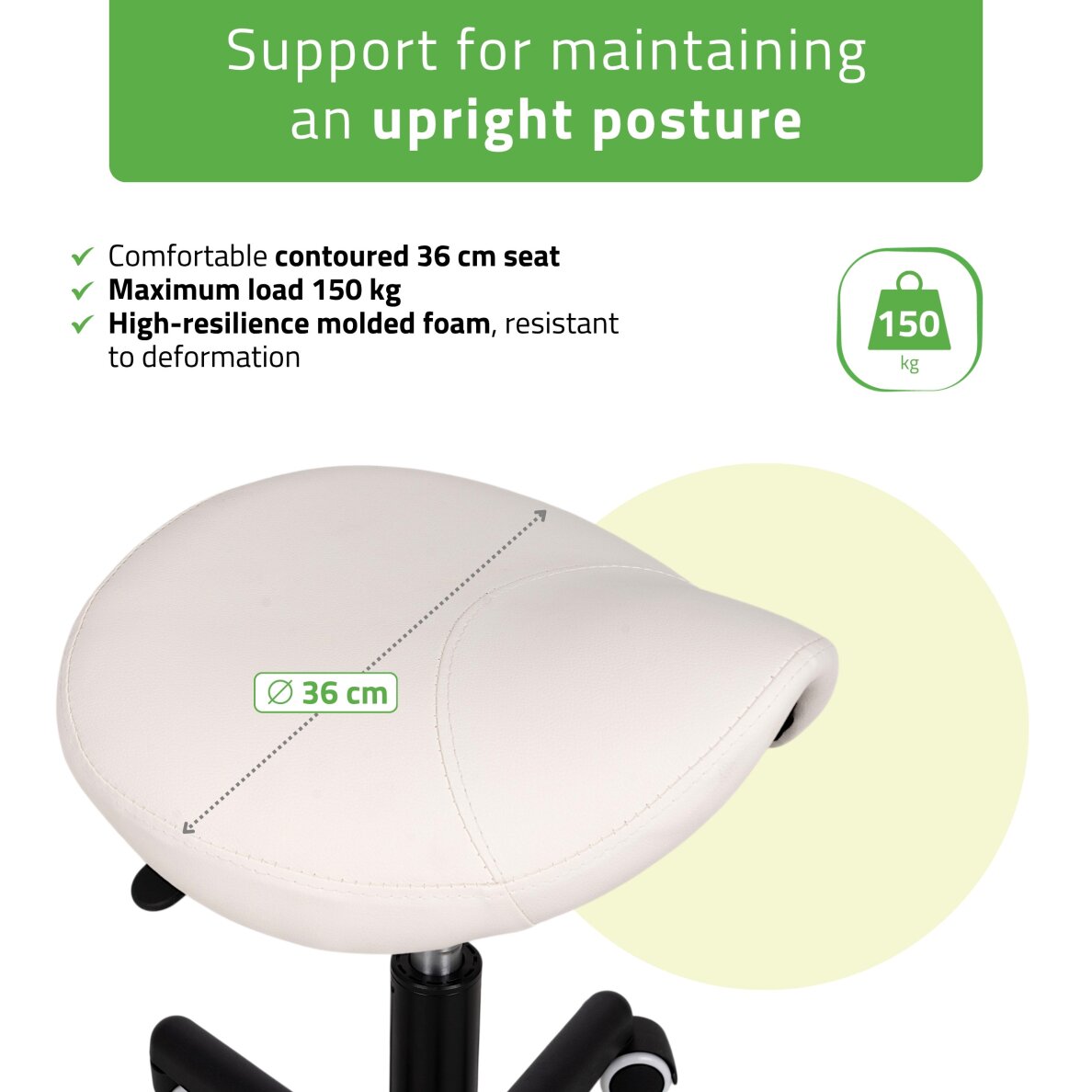 Saddle ergonomic craftsman chair Lumo Comfy Base white 1 Saddle ergonomic craftsman chair Lumo Comfy Base white 1