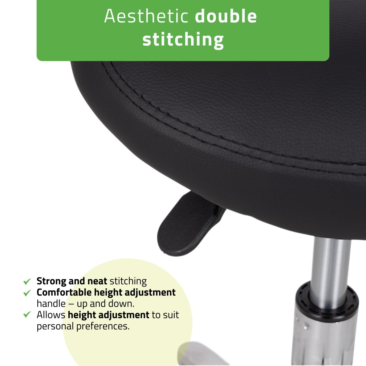 Saddle cosmetology master chair Lila PVC black 2 Saddle cosmetology master chair Lila PVC black 2