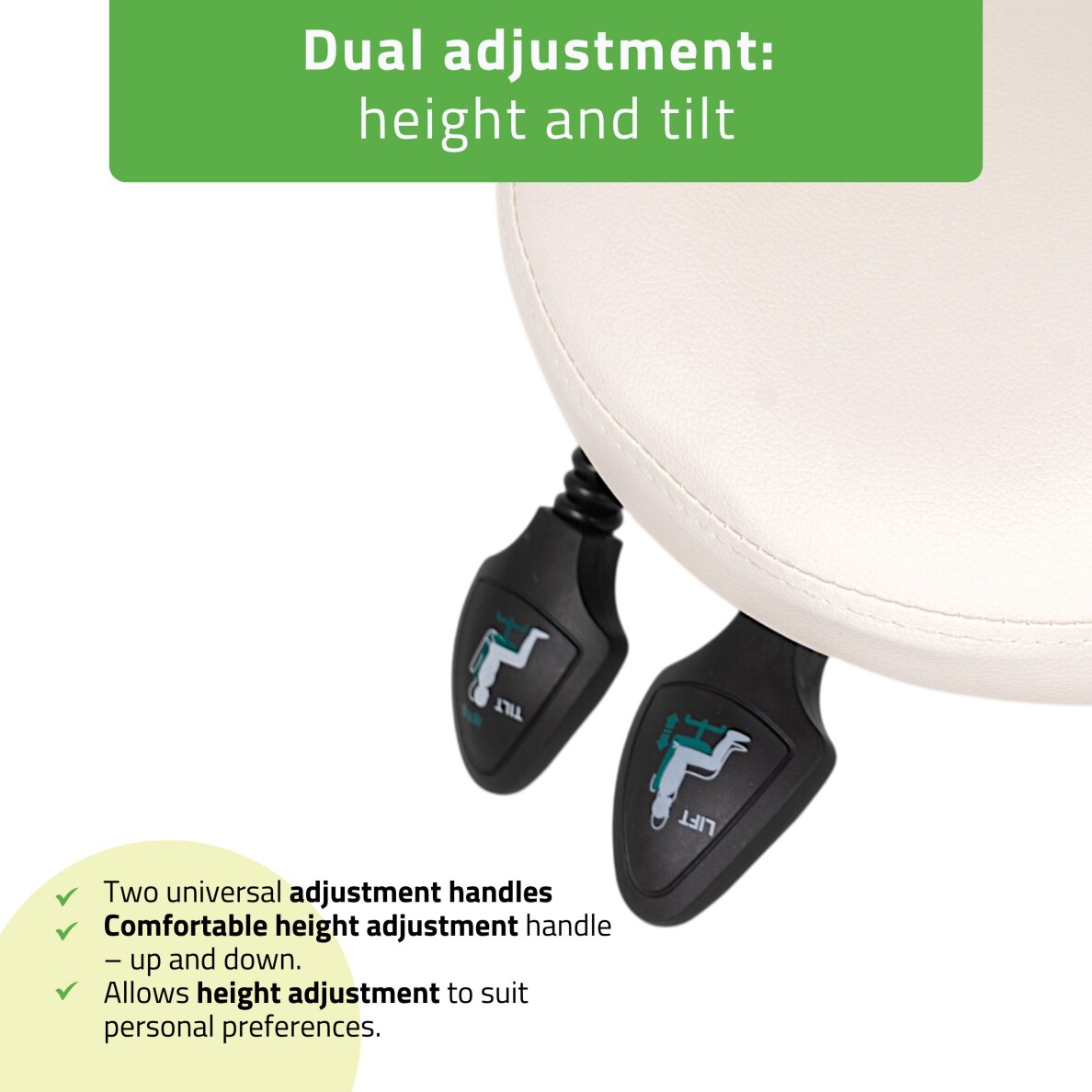 Satulatuoli kosmetologille selkänojalla Sola Comfy Base valkoinen 3 Satulatuoli kosmetologille selkänojalla Sola Comfy Base valkoinen 3