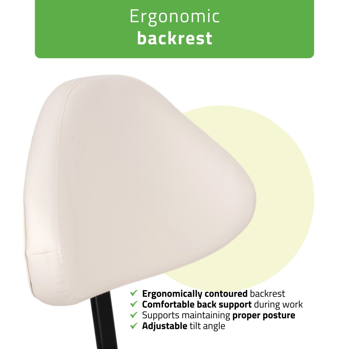 Satulatuoli kosmetologille selkänojalla Sola Comfy Base valkoinen 6