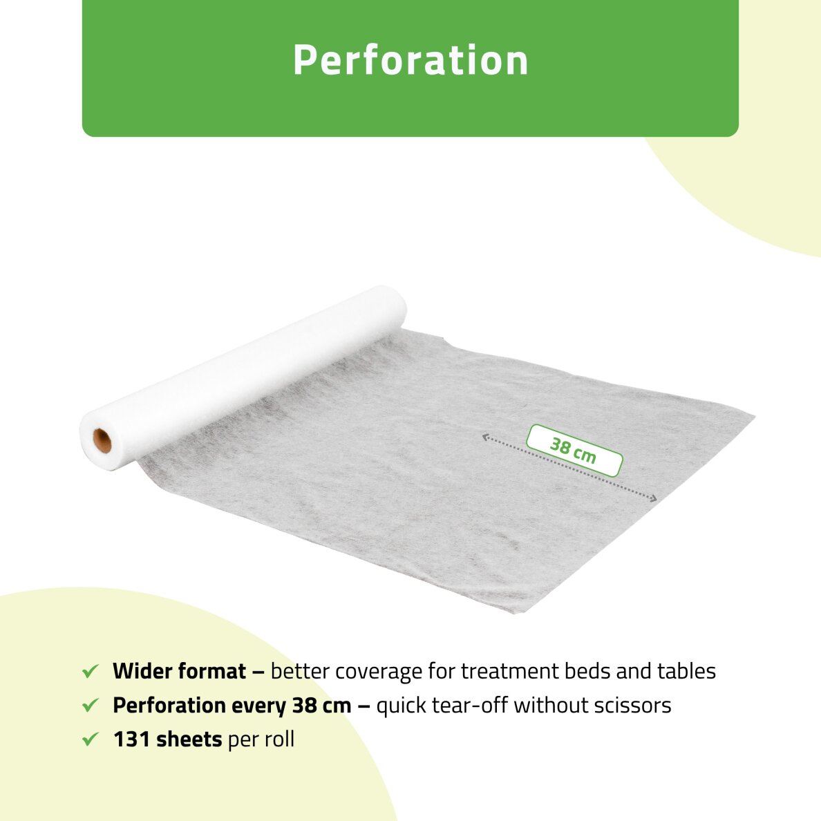 Neaustinis medicinos paklodė rulone 60cm×50 m, 15 g/m² (balta) 3