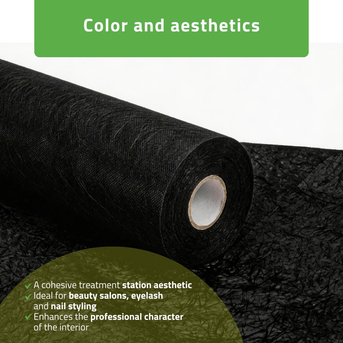 Neaustinė medicinos paklodė rulone 60cm×50 m, 18 g/m² (juoda) 2 Neaustinė medicinos paklodė rulone 60cm×50 m, 18 g/m² (juoda) 2