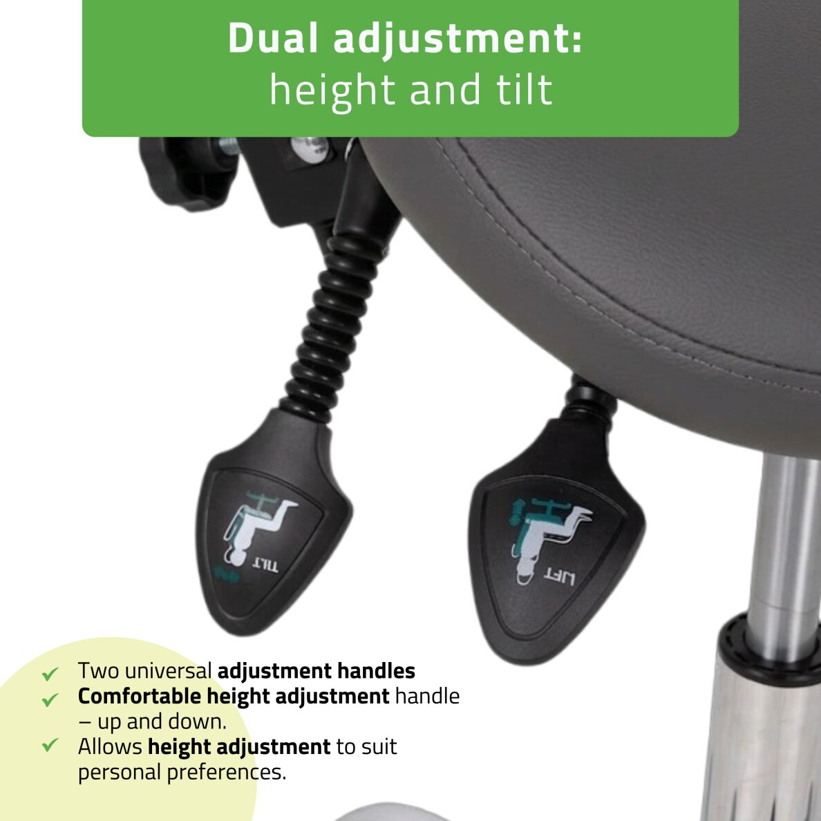 Satulatuoli kosmetologille selkänojalla Sola Comfy Base harmaa 4 Satulatuoli kosmetologille selkänojalla Sola Comfy Base harmaa 4