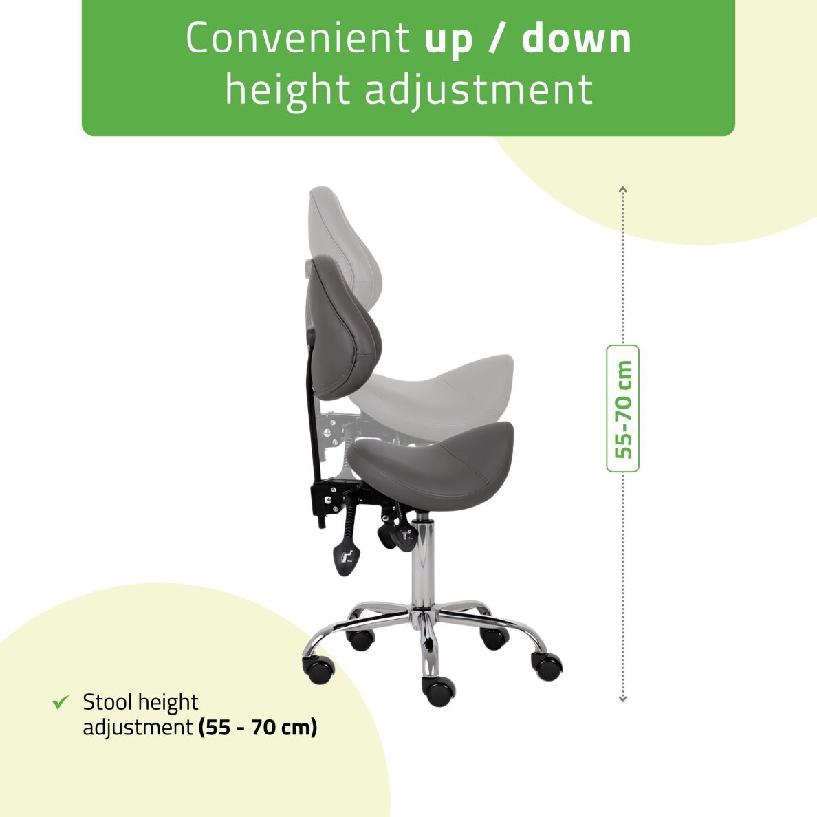 Satulatuoli kosmetologille selkänojalla Sola Comfy Base harmaa 5