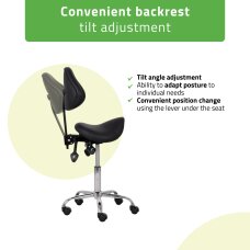 Satulatuoli kosmetologille selkänojalla Sola Comfy Base musta