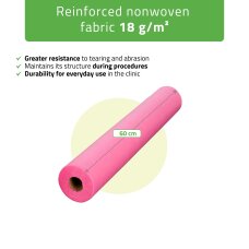 Neaustinė medicinos paklodė rulone 60cm×50m, 18 g/m² (rožinė)
