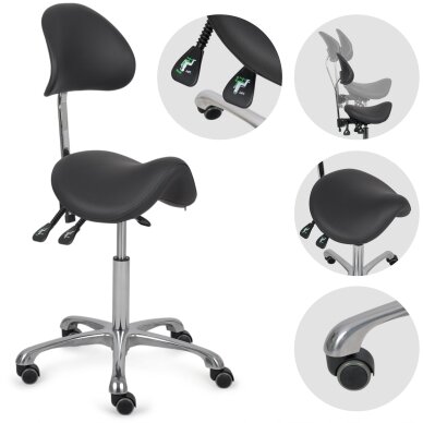 Мастерское кресло для косметолога с подголовником Diana So Skin K515, черное Мастерское кресло для косметолога с подголовником Diana So Skin K515, черное