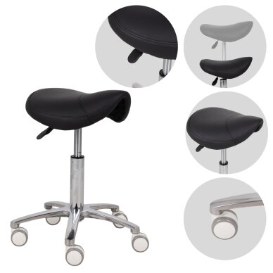 Saddle cosmetology master chair Lila PVC black