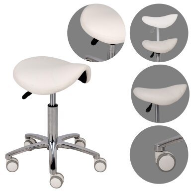 Saddle cosmetology master chair Lila PVC white