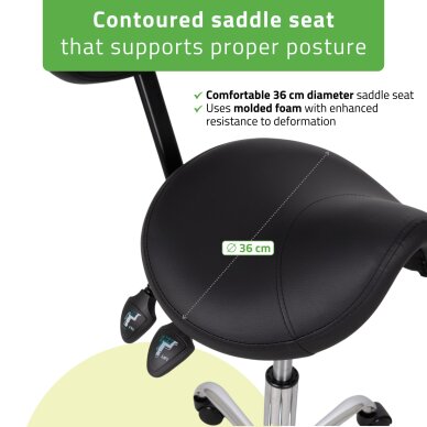 Satulatuoli kosmetologille selkänojalla Sola Comfy Base musta 2 Satulatuoli kosmetologille selkänojalla Sola Comfy Base musta 2