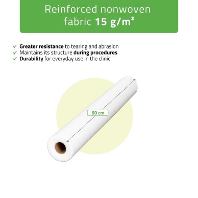 Neaustinis medicinos paklodė rulone 60cm×50 m, 15 g/m² (balta) 2 Neaustinis medicinos paklodė rulone 60cm×50 m, 15 g/m² (balta) 2
