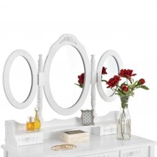 Grima galdiņš ar 3 spoguļiem un tabureti ELSA WHITE