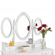 Make-up table with 3 mirrors and stool ELSA WHITE