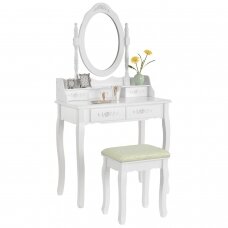 Makiažo staliukas su veidrodžiu ir kėdute MIRA WHITE (1)