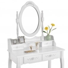 Makiažo staliukas su veidrodžiu ir kėdute MIRA WHITE