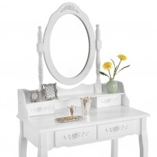 Make-up table with mirror and stool MIRA WHITE