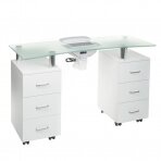 Manikiūro stalas MANICURE DESK ELEGANCE GLASS WHITE