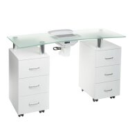 Maniküürilaud tolmukoguriga MANICURE DESK ELEGANCE GLASS WHITE Maniküürilaud tolmukoguriga MANICURE DESK ELEGANCE GLASS WHITE