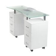 Maniküürilaud tolmukoguriga MANICURE DESK ELEGANCE GLASS WHITE Maniküürilaud tolmukoguriga MANICURE DESK ELEGANCE GLASS WHITE