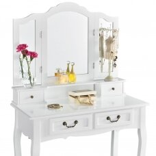 Grima galdiņš ar 3 spoguļiem un tabureti EMMA WHITE