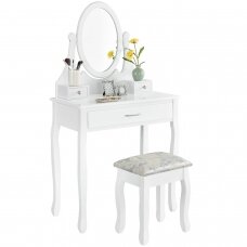 Makiažo staliukas su veidrodžiu ir kėdute LENA WHITE