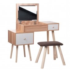 Make-up table with mirror and stool STELLA WHITE