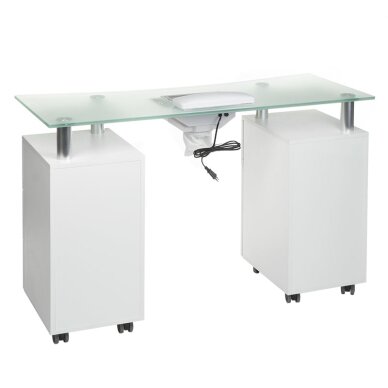 Маникюрный стол с пылесборником MANICURE DESK ELEGANCE GLASS WHITE 2 Маникюрный стол с пылесборником MANICURE DESK ELEGANCE GLASS WHITE 2