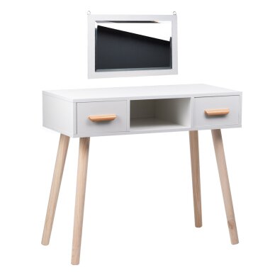 Make-up table with mirror and stool ALVA WHITE 1