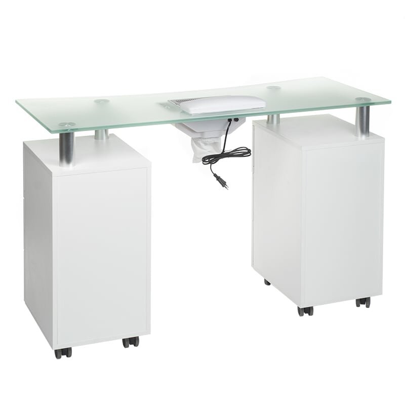 Маникюрный стол с пылесборником MANICURE DESK ELEGANCE GLASS WHITE 2 Маникюрный стол с пылесборником MANICURE DESK ELEGANCE GLASS WHITE 2