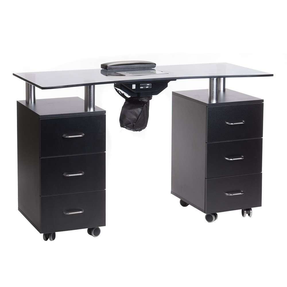 Manikyyripöytä pölynkerääjällä MANICURE DESK ELEGANCE GLASS BLACK Manikyyripöytä pölynkerääjällä MANICURE DESK ELEGANCE GLASS BLACK