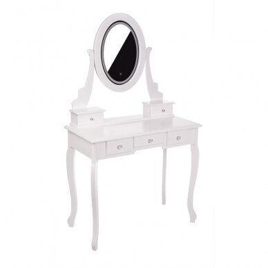 Makiažo staliukas su LED veidrodžiu ir kėdute KARI WHITE 5