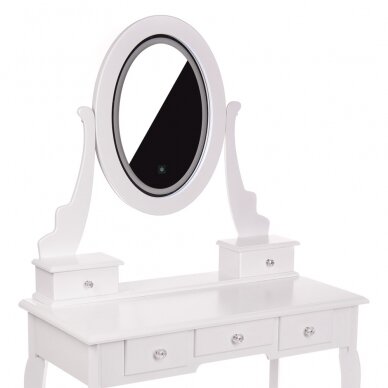 Makiažo staliukas su LED veidrodžiu ir kėdute KARI WHITE 1