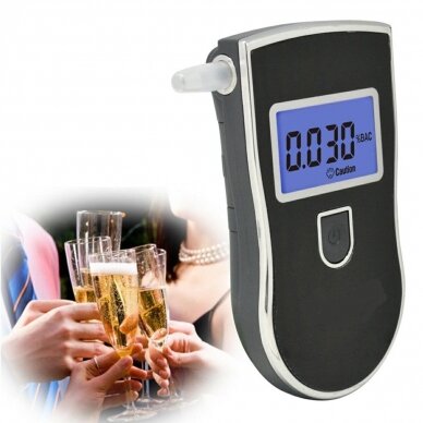 Alkotesteris PRO ALCO TESTER su LCD ekranu ir keičiamais kandikliais (5vnt.)