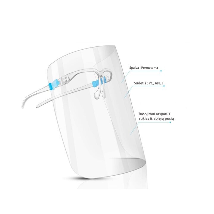 Aizsargājošs sejas vairogs SUPER LIGHT (briļļu rāmji + aizsargājošs vairogs) (10 gab.) 5 Aizsargājošs sejas vairogs SUPER LIGHT (briļļu rāmji + aizsargājošs vairogs) (10 gab.) 5