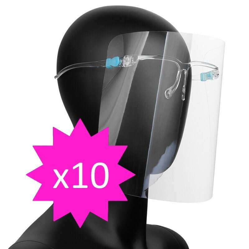 Aizsargājošs sejas vairogs SUPER LIGHT (briļļu rāmji + aizsargājošs vairogs) (10 gab.) Aizsargājošs sejas vairogs SUPER LIGHT (briļļu rāmji + aizsargājošs vairogs) (10 gab.)