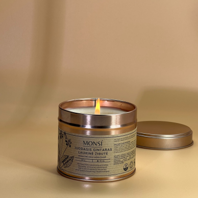 Aromatische Sojawachskerze, schwarzer Bernstein + wilde Primel, 250 ml