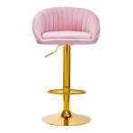Baro kėdė STILISIMUS VELVET PINK GOLD