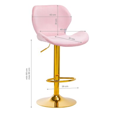 Bar stool BRAVISIMUS VELVET PINK GOLD 5 Bar stool BRAVISIMUS VELVET PINK GOLD 5