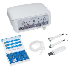 Cosmetic device with microdermabrasion, cavitation peeling and ultrasound functions BR-1890