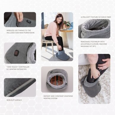 Uzlādējams elektriskais kāju sildītājs Lanaform Graphene Foot Warmer 9