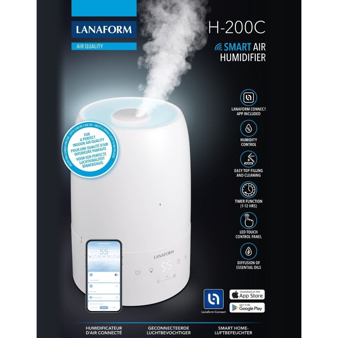 Inteligentny nawilżacz powietrza Lanaform Smart H-200C 7 Inteligentny nawilżacz powietrza Lanaform Smart H-200C 7