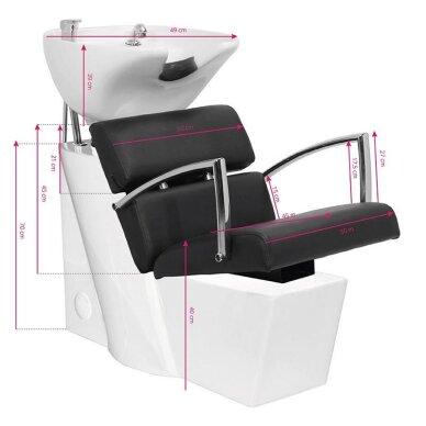 Kampaamon pesuallas GABBIANO PROFESSIONAL HAIRWASHER BRUSSEL WHITE BASE STRIP BLACK SEAT 3 Kampaamon pesuallas GABBIANO PROFESSIONAL HAIRWASHER BRUSSEL WHITE BASE STRIP BLACK SEAT 3