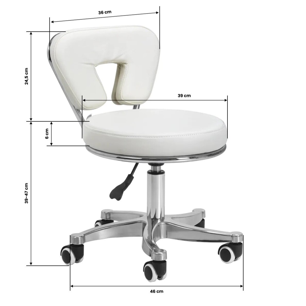 Taboret kosmetyczny do pedicure Azzurro 9266 39-47cm 7 Taboret kosmetyczny do pedicure Azzurro 9266 39-47cm 7