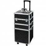 Kosmetikos priemonių lagaminas ant ratukų BEAUTY TRAVEL CASE 3IN1 Black/Silver