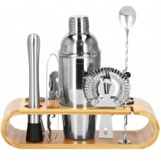 Kokteilių gaminimo rinkinys su bambuko stovu PROFESSIONAL SET, 750ml 12vnt. MAXI