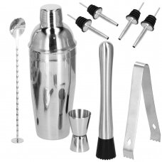 Kokteilių gaminimo rinkinys su bambuko stovu PROFESSIONAL SET, 750ml 12vnt. MAXI