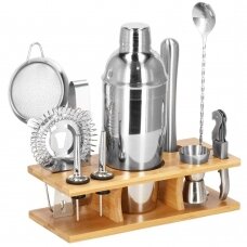 Kokteiļu gatavošanas komplekts ar bambusa statīvu PROFESSIONAL SET, 750ml 11gab.