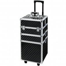 Kosmetikos priemonių lagaminas ant ratukų BEAUTY TRAVEL CASE 3IN1 Black/Silver