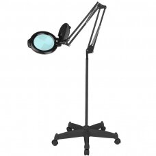 Kosmetologinė lempa LED su lupa ir stovu GLOW MOONLIGHT 5D/6 10W BLACK