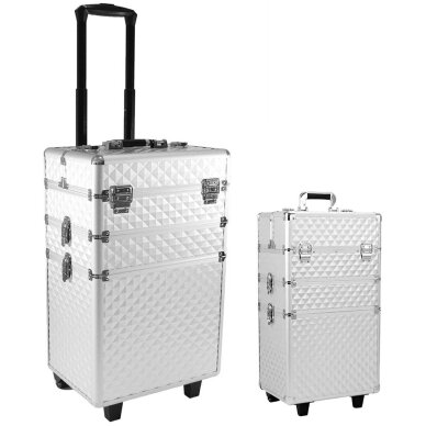 Kosmeetiline kohver ratastel Professional 3in1 Silver 12